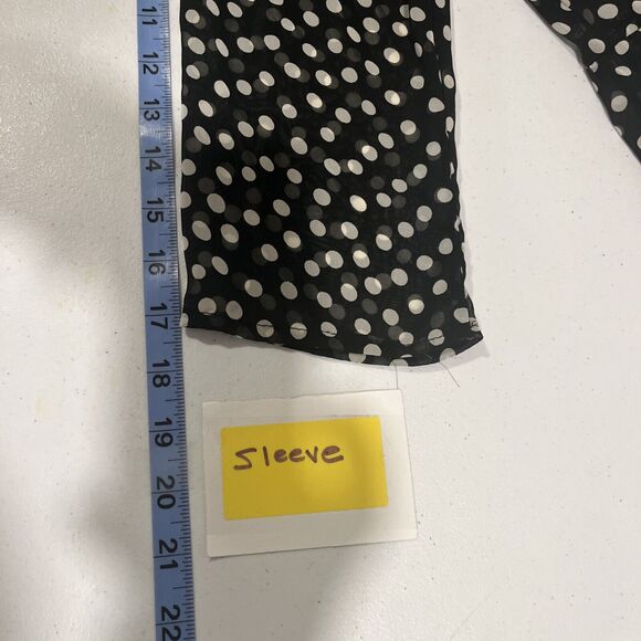 Everly Women's Sheer Polka Dot Tunic Black White L Preppy Coquette Flowy Whimsy - Picture 9 of 12